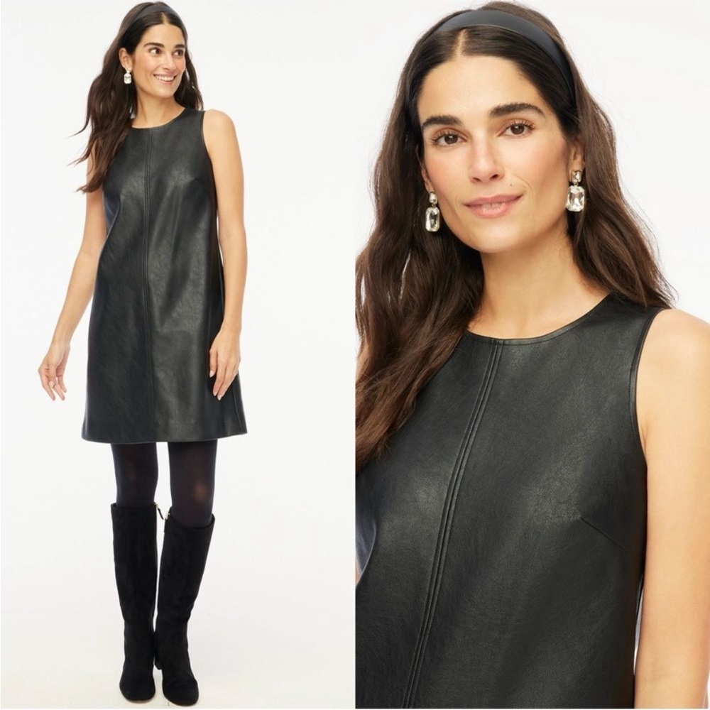 🔥 HOT DEAL 🔥 🆕 JCREW ✨ Leather Sleeveless Sheath Shift Vegan Faux Dress